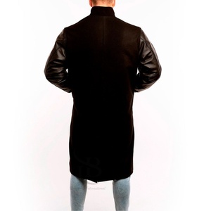 Nuevo lujo 100% lana Chenille bordado cuerpo de lana negra y mangas de cuero negro Letterman Varsity chaqueta abrigo para hombres OEM - Product Image 4