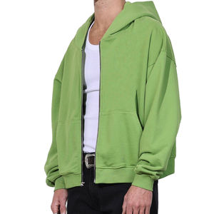 Sweat à capuche zippé 100 % coton épais pour homme, avec logo personnalisé imprimé, coupe courte, motif hiver, coupe droite, respirant, 2 pièces - Product Image 4