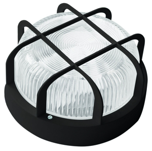 Lámpara de pared redonda negra E27 resistente a la intemperie con rejilla IP44 208x106mm. (Phenoplastic 7200B) - Product Image 1