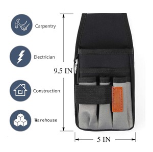 Pochette à outils d'électricien en nylon compacte faite à la main |   Étui de ceinture à 5 poches avec clip métallique robuste et mousqueton - Product Image 2