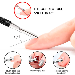 ที่ดันหนังกำพร้าเล็บแบบสองด้านพร้อมที่จับสีดำ - Product Image 5