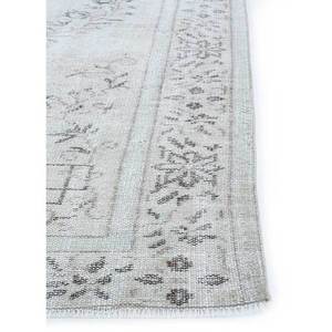 Tapis vintage en laine ivoire Pae-1340, noués à la main, motifs médaillon rectangulaires en puzzle, pour usage domestique - pour salon, couloir, entrée, voiture - Product Image 4