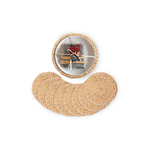 VietnamCrafts - Salvamanteles Redondo de Bambú Natural, Jacinto de Agua y Pasto Marino, Estilo Rústico, Ecológico y Reutilizable - TP2038 - Product Image 1