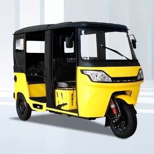 Tricycle électrique pour passagers 48V 801-1000W, carrosserie fermée, 4 places, capacité de charge 300-400 kg, jaune et noir - Product Image 1