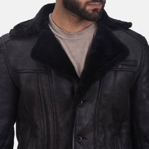 Men's Genuine <b>Leather</b> Biker <b>Jacket</b> With Faux Fur Lining Turn-down Collar Windproof <b>Winter</b> Outerwear - Product Image 6