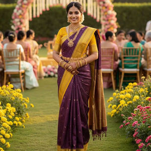 Étoffes Royales : Soie pure mercerisée douce avec Minawork et Zari - Product Image 1