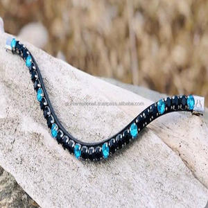 Bande de sourcils en cuir noir, Durable et résistant aux rayures, 1 rangée de cristaux de strass multicolores imperméables - Product Image 4