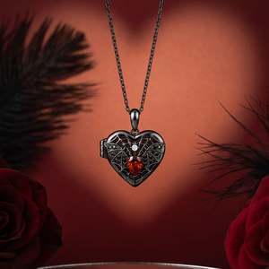 Jeulia Custom Bat Wing Heart Photo <b>Locket</b>-Stainless Steel Religious Pendant with Diamond and Pearl Accents - Product Image 2