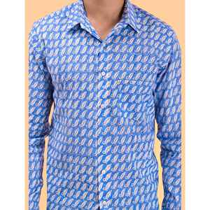 Chemise décontractée pour homme 100% coton imprimée à manches longues, motif floral paisley, tissu Oxford ou popeline, pour le travail, offre ODM - Product Image 2