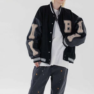 OEM personalizado negro y marrón cuero Varsity chaqueta mangas Chenille bordado Logo tela Varsity 2025 - Product Image 3