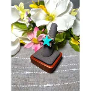 Larson Chee Kingman <b>Ring</b> <b>Adjustable</b> Turquoise Sterling Silver Rose Gold Plating Fashionable Bezel Setting Trendy Perfect Gift - Product Image 3
