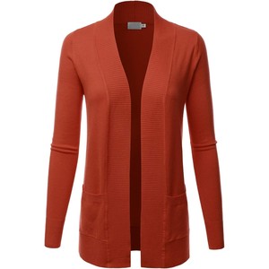 Vêtement pour femmes décontracté en gros, fabriqué sur mesure, automne-hiver, manches longues, col en V, devant ouvert, poches, nouvelle arrivée, coton/nylon plaqué - Product Image 2