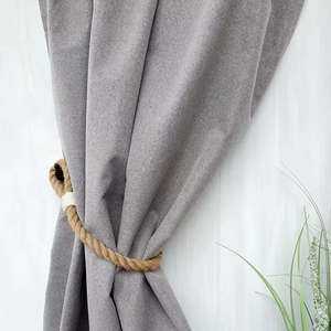 Jute Rope Curtain <b>Tieback</b> with White Cotton Accent Handmade Nautical Style curtain holdback - Product Image 1