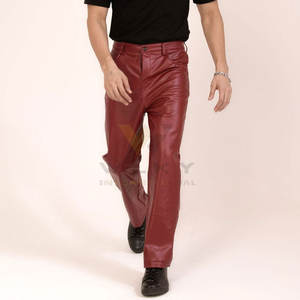 Pantalones de Cuero Premium para Hombre con Textura Suave, Corte Clásico Recto, Costuras Duraderas y Diseño Moderno para Uso Diario - Product Image 5