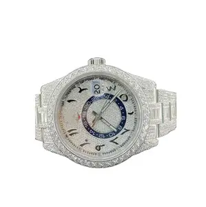 最畅销的优雅外观冰镇VVS男士透明钻石手表，出口价格从印度购买
