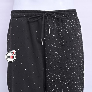 Haute qualité personnalisé femmes pantalons de survêtement rayé entièrement strass jambe ouverte Jogger pantalons de survêtement pour les femmes Street Wear pantalons de survêtement - Product Image 2