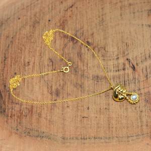 Collier pendentif main en pierre de lune arc-en-ciel, argent sterling 925, plaqué or 14 carats, bijoux faits à la main - Product Image 5