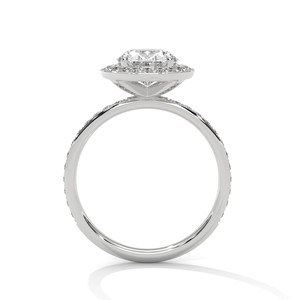 2.0ct Oval Cut CZ Halo <b>Solitaire</b> <b>Ring</b> with Pave Set Band 925 Sterling <b>Silver</b> Engagement Band - Product Image 5