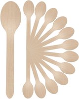 Hoogwaardige, milieuvriendelijke, wegwerp houten lepels bestekset in natuurlijke houtkleur voor ijs, desserts, restaurants en feesten