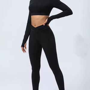 Nouvelle Collection 2025 – Ensemble de Yoga 2 Pièces Uni pour Femme, Qualité Supérieure, Respirant, Tenue de Fitness, Logo Personnalisé, Service OEM, Vente Flash, Grandes Tailles - Product Image 4