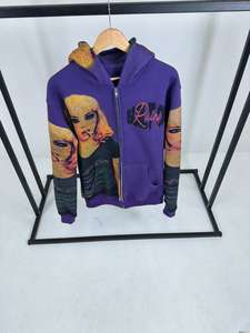 Sweat-shirts à capuche en molleton style streetwear, motif imprimé, 100% coton, broderie personnalisée, sweat-shirts pour hommes, poids lourd, thermique pour l'hiver - Product Image 2