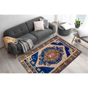 Tapis turc en chenille marron : motif géométrique à médaillon, décoration antique, tapis à poils doux - Product Image 1