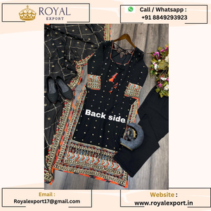 Lanzamiento de un nuevo traje de trabajo de secuencia de bordado Georgette de imitación de diseñador exclusivo con tarifa al por mayor de Royal Export - Product Image 6