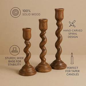 Porte-bougie en bois naturel fait à la main, respectueux de l'environnement, avec finition naturelle polie à la main, pour un concept de décoration intérieure terreux, Noël - Product Image 5