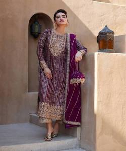 Simple Wholesale Eid Party Gown with Embroidered Dupatta Flair - Product Image 4