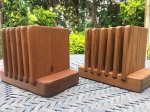 CRAFT STURDY MORDEN MULTI COASTERS EN BOIS Sous-verres fonctionnels en bambou faits à la main Ensemble de 6 sous-verres avec support - Product Image 4