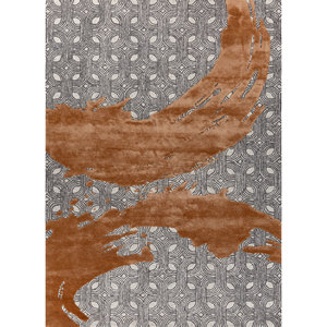 Alfombra Tra-15074 de Lana y Viscosa Hecha a Mano con Diseño Abstracto Rojo y Naranja para el Hogar, para Pasillo y Sala de Estar, Forma Rectangular - Product Image 1