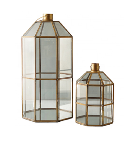 Faroles Altos de Vidrio en Oferta, Faroles de Estilo Moderno para Decoración de Bodas, Precio de Mayoreo, Lámpara de Huracán de Metal - Product Image 2