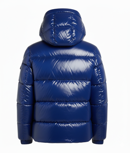 Blouson matelassé en laine bleu roi pour homme, léger, à capuche, écologique, chaud pour l'hiver, imperméable, coupe-vent, respirant, en coton - Product Image 2