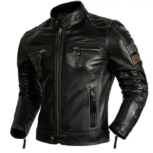 2023 Jaqueta de couro dos homens ou Primavera Outono Motocicleta Estilo Couro Natural Slim Fit Biker casaco jaquetas de couro personalizadas