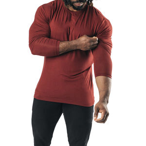 2024 venta al por mayor de camisetas de manga larga transpirables de algodón poliéster para gimnasio con impresión personalizada para hombre con servicio OEM de todas las tallas - Product Image 4