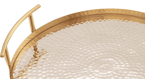 Plateau de service rond martelé avec poignée pour restaurant de mariage d'hôtel de Noël avec logo personnalisé - Product Image 2