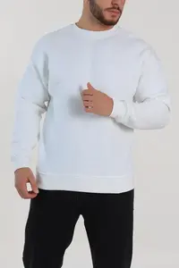 Sweat-shirt pour homme à manches longues, gris uni, design tendance, séchage rapide, 100% polyester, fournisseur d'usine avec logo frontal - Product Image 2