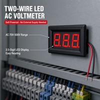 Voltmètre numérique à deux fils, Voltmètre de panneau CA à affichage LED, 220V 380V pour réseau électrique, Contrôle industriel, OEM, Personnalisation, Vente en gros, Usine