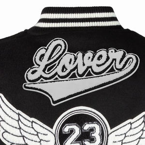 Chaquetas universitarias con cuello levantado recubierto para hombre, ropa de invierno abotonada de manga larga con diseño de collage bordado de chenilla - Product Image 4