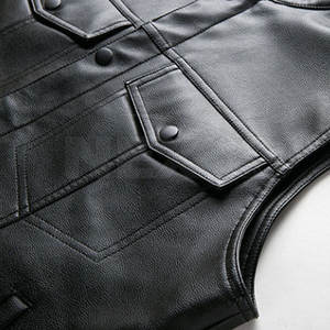 Chaleco de cuero para hombre de talla grande al por mayor, chaleco de cuero para hombre para uso en exteriores, chaleco de cuero ligero para hombre - Product Image 6