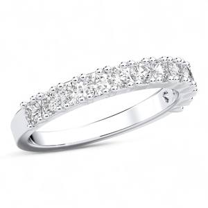 0.80 Carat E-F/VVS-VS Moissanite Round Cut Diamond Full Eternity Pave <b>Set</b> Wedding <b>Ring</b> Made in Platinum <b>For</b> <b>Women</b> - Product Image 4