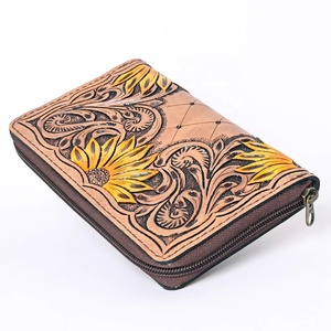 Collection d'automne tournesol outillé portefeuille en cuir véritable Western bohème outillage à la main gland décoration meilleur cuir personnalisé - Product Image 1