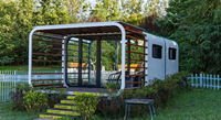 Capsule spatiale modulaire Apple Cabin de 40 pieds avec mur panoramique en verre, grande surface, pour hébergement touristique et glamping