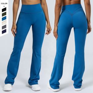 กางเกงขายาวทรงกระบอกเอวสูง ขาบาน ทรงใหม่ ผ้าเนื้อบางเบา กระชับสะโพก เหมาะสำหรับออกกำลังกาย เล่นโยคะ สำหรับผู้หญิง - Product Image 1