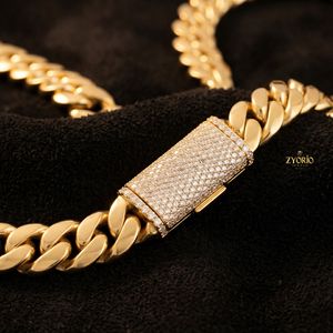 สร้อยคอทองคำ 10K แบบ Cuban Link พร้อมตัวล็อกเพชร สร้อยคอหรูหราสไตล์ฮิปฮอป เครื่องประดับสำหรับผู้ชายและผู้หญิง - Product Image 3