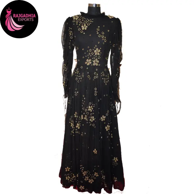 Attractive Design Evening Dress New Products Women Gold Plus Size Long Sleeve Gown Elegant Sexy Evening Dress