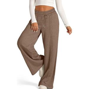 Pantalón de chándal acampanado de pierna ancha con estilo ligero y transpirable para mujer, ropa deportiva sólida de alta calidad para mujer - Product Image 4