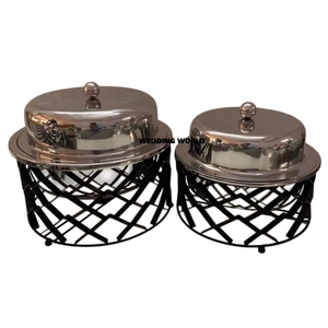 Cazuelas de Metal de alta calidad de forma redonda, hechas a mano, con estilo, elegante, elegante, vajilla, nuevo, venta al por mayor, calentador de alimentos de Metal - Product Image 4
