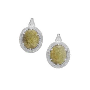 Boucles d'oreilles en or 18 carats plaqué or avec perles et diamants pour mariage en platine - Product Image 1