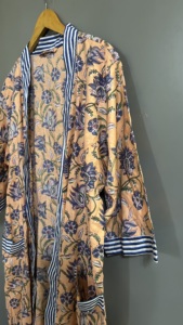 Kimono largo de algodón ecológico con estampado Floral, ropa de noche suave y cómoda, bata de verano, ropa de playa nupcial, cintura Natural - Product Image 2